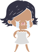 fille de dessin animé de style plat couleur pleurer png