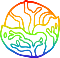 rainbow gradient line drawing of a cartoon cabbage png
