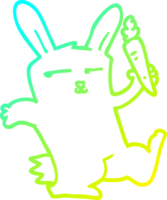 cold gradient line drawing of a cartoon rabbit with carrot png