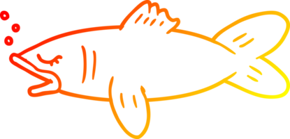 warm gradient line drawing of a cartoon fish png