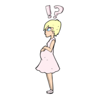 mujer embarazada confundida de dibujos animados png