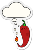 desenho animado quente Pimenta Pimenta com pensamento bolha Como uma impresso adesivo png