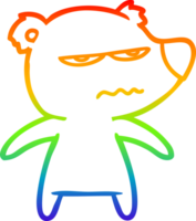 rainbow gradient line drawing of a angry bear cartoon png