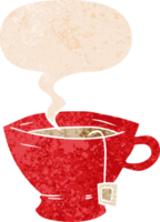 Karikatur Tasse von Tee mit Rede Blase im Grunge betrübt retro texturiert Stil png