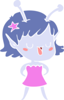 happy alien girl flat color style cartoon png