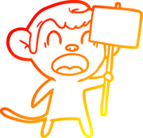 warm gradient line drawing of a shouting cartoon monkey png