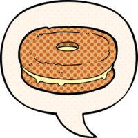 cartoon biscuit with speech bubble in comic book style png