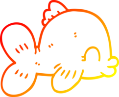 warm gradient line drawing of a funny cartoon fish png