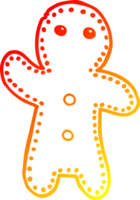 warm gradient line drawing of a cartoon gingerbread man png