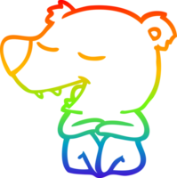 rainbow gradient line drawing of a cartoon bear png