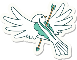 sticker of tattoo in traditional style of a dove pierced with arrow png