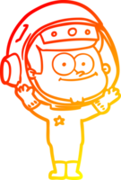 warm gradient line drawing of a happy astronaut cartoon png