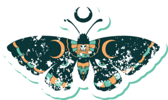 iconic distressed sticker tattoo style image of a moth png