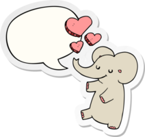 Karikatur Elefant mit Liebe Herzen mit Rede Blase Aufkleber png