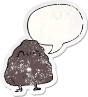 cartoon rock with speech bubble distressed distressed old sticker png