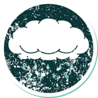 iconic distressed sticker tattoo style image of a cloud raining png