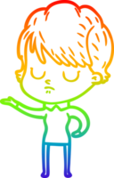 rainbow gradient line drawing of a cartoon woman png