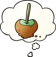 dibujos animados caramelo manzana con pensamiento burbuja en suave degradado estilo png