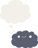 cartoon cloud with thought bubble in retro style png