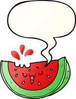 cartoon watermelon with speech bubble in smooth gradient style png
