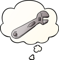 cartoon spanner with thought bubble in smooth gradient style png