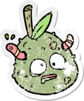 distressed sticker of a cartoon old pear png