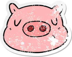 distressed sticker of a cartoon pig face png