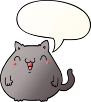 cartoon cat with speech bubble in smooth gradient style png