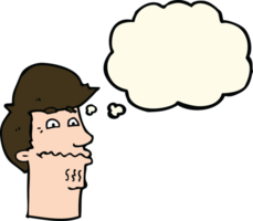 cartoon nervous man with thought bubble png