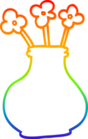 Regenbogen Gradient Linie Zeichnung von ein Karikatur Blume Vase png