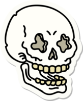 pegatina de tatuaje al estilo tradicional de una calavera png