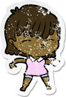 distressed sticker of a cartoon woman png