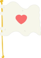 drapeau de dessin animé de style couleur plat avec coeur d'amour png