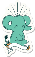 sticker van een tatoeëren stijl schattig olifant png