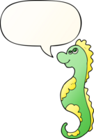 cartoon sea horse with speech bubble in smooth gradient style png