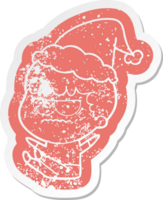 eigenzinnig tekenfilm verontrust sticker van een geërgerd Mens vervelend de kerstman hoed png