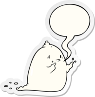 cartoon spooky ghost with speech bubble sticker png