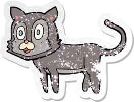 distressed sticker of a happy cartoon cat png