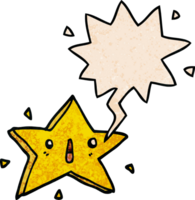 fofa desenho animado Estrela com discurso bolha dentro retro textura estilo png