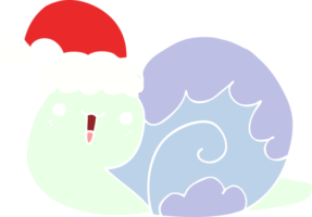 cute flat color style cartoon christmas snail png