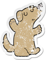 distressed sticker of a cartoon dog png