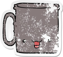 distressed sticker of a cartoon cup png