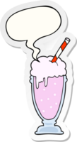 tekenfilm milkshake met toespraak bubbel sticker png