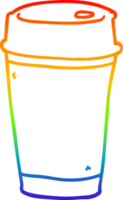 rainbow gradient line drawing of a cartoon coffee cup png