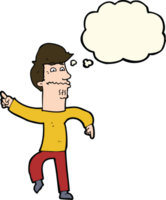 cartoon worried man pointing with thought bubble png