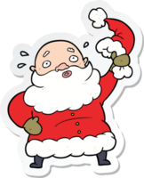 sticker of a cartoon santa claus waving hat png