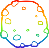 rainbow gradient line drawing of a cartoon cookie png