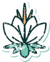 iconic distressed sticker tattoo style image of a water lily png