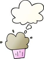 cartoon cupcake with thought bubble in smooth gradient style png