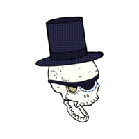 cartoon skull in top hat png